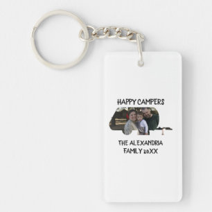 Custom trailer caravan family photo happy campers keychain