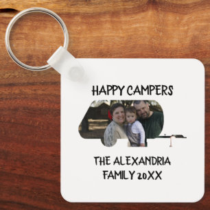 Custom trailer caravan family photo happy campers keychain
