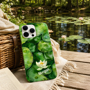 Custom Tranquil Watercolor Pond   Lotus Art Gift iPhone 15 Pro Max Case