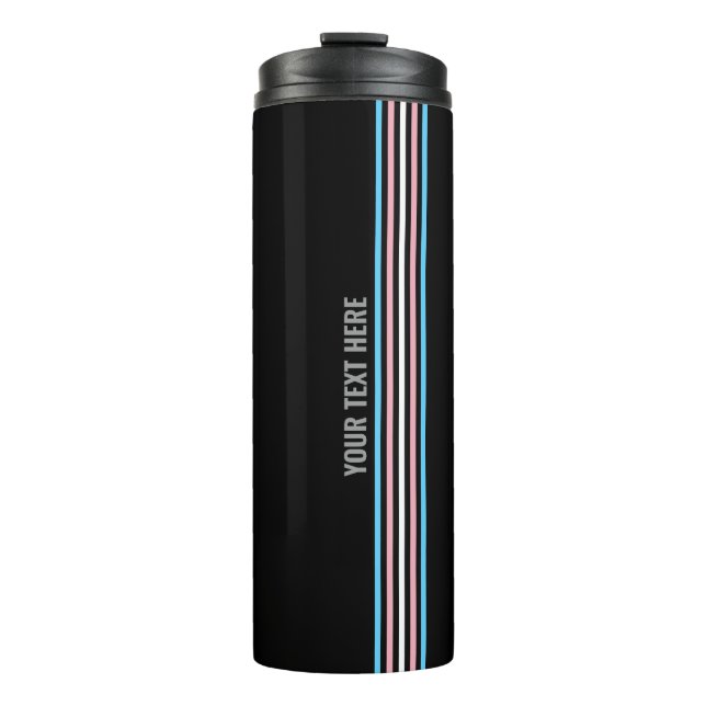 Custom Transgender Flag Colour Stripes LGBT Thermal Tumbler (Front)