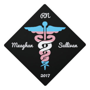 Custom Transgender Pride Medical Symbol Caduceus Graduation Cap Topper