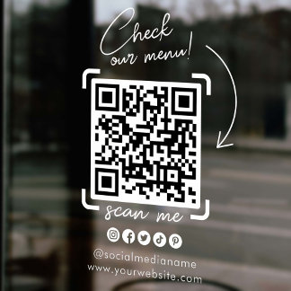 Custom Transparent Business QR Code Social Media Window Cling