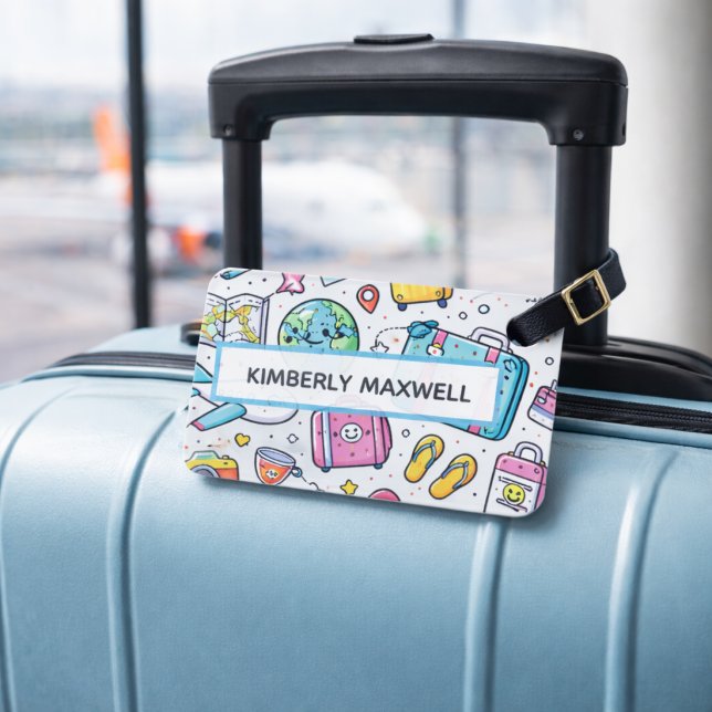 Custom Travel Doodle Luggage Tag Fun Design (Creator Uploaded)