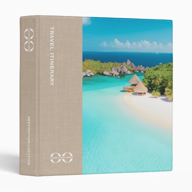 Custom Travel Itinerary Binder Travel Company Logo (Front/Spine)