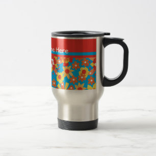 Custom Travel Mug with Ditsy Orange Flowers