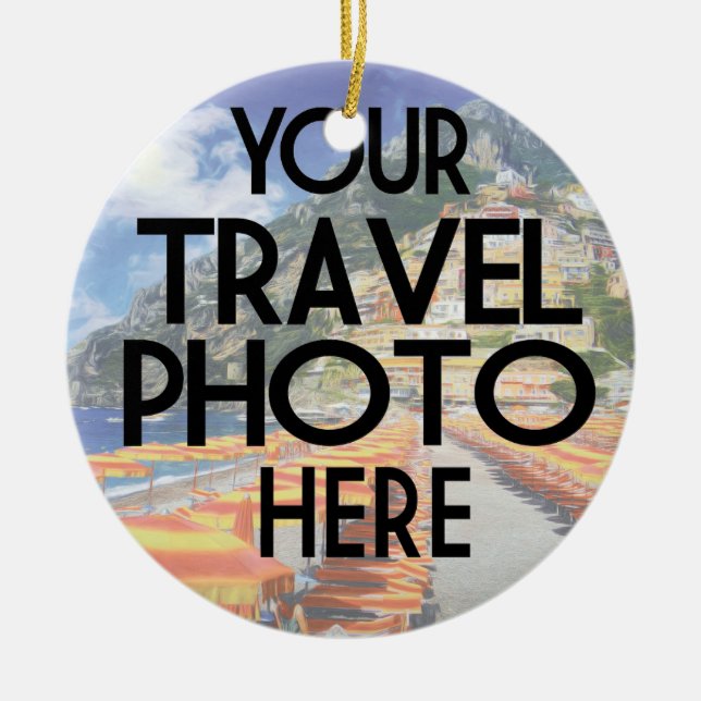 Custom Travel Photo 2 Photos Christmas Ceramic Orn Ceramic Ornament (Front)