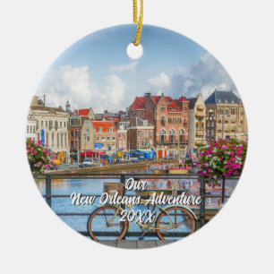 Custom Travel Photo Christmas Tree Ceramic Ornament