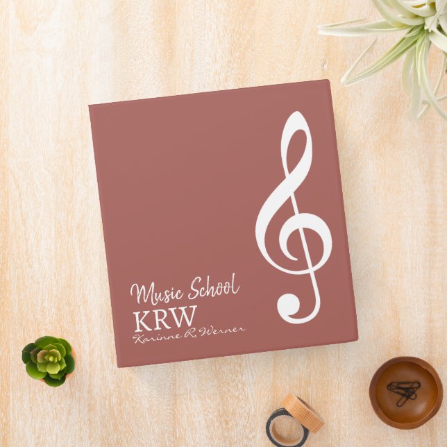 Custom Treble Clef Musical Note redwood Binder (In Situ)