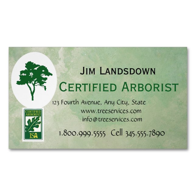 Custom Tree Arborist Landscape   Magnetic Business Card (Front)