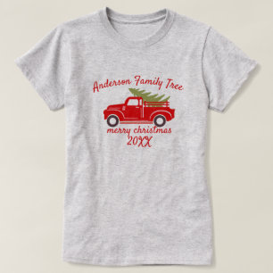 Custom Tree Truck Merry Christmas Womens T-Shirt