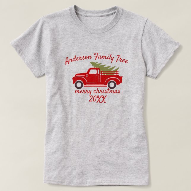 Custom Tree Truck Merry Christmas Womens  T-Shirt (Design Front)