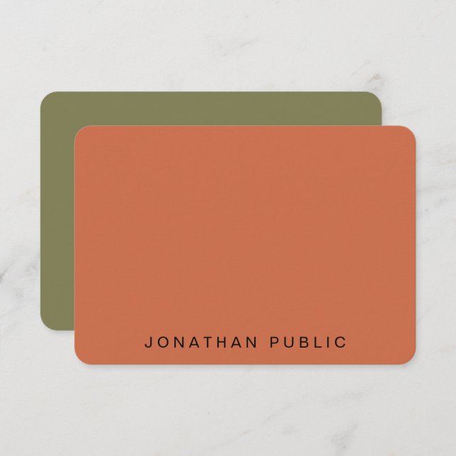 Custom Trend Colours Script Calligraphed Monogram Card (Front/Back)