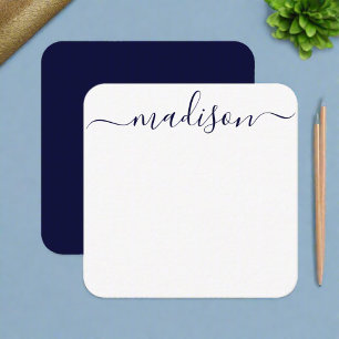 Custom Trendy Blue & White Typography Name Script Card