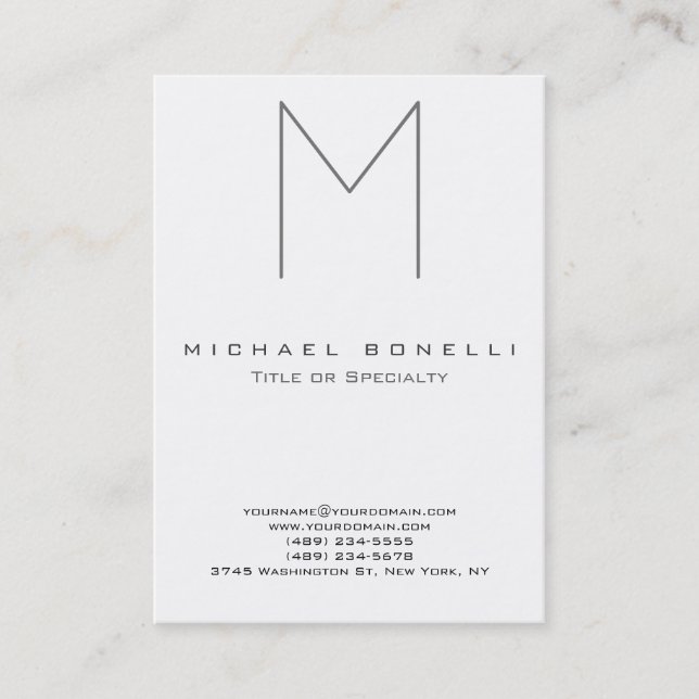 Custom Trendy Bold Monogram Minimalist Modern Business Card (Front)