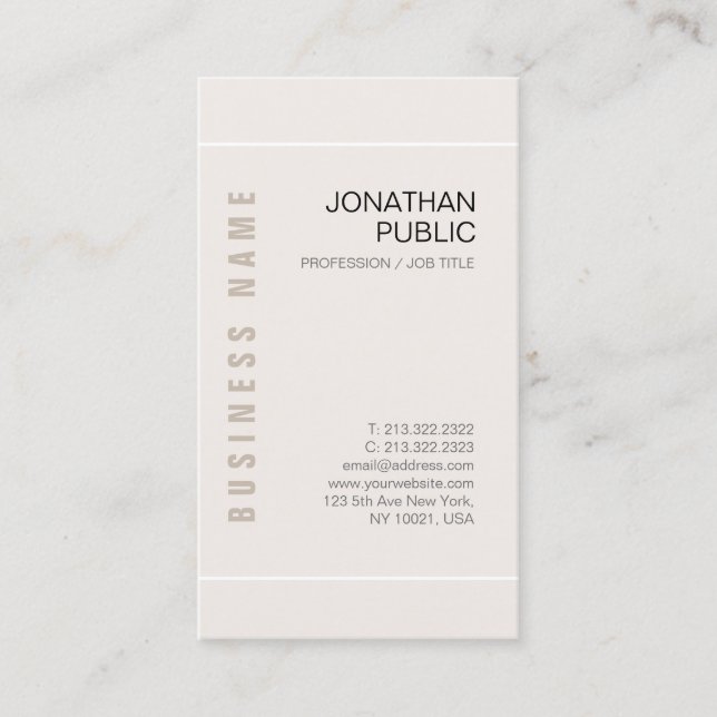Custom Trendy Elegant Modern Design Template Business Card (Front)
