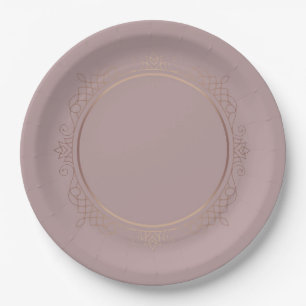 Custom Trendy Elegant Rose Gold Blank Template Paper Plate