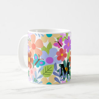 Custom Trendy Floral Pattern Coffee Mug