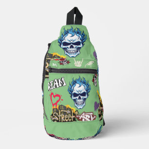 Custom trendy goth streetart trendy sage green sling bag