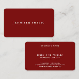 Custom Trendy Professional Elegant Luxury Dark Red Business Card