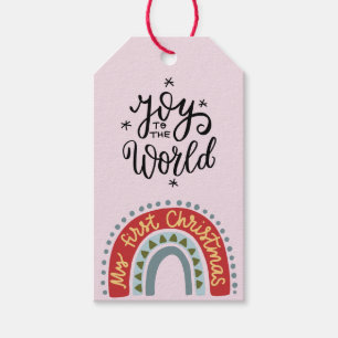 Custom Trendy Retro Rainbow "My first Christmas" Gift Tags