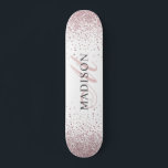 Custom Trendy Rose Gold Glitter Monogram  Skateboard<br><div class="desc">A custom trendy stylish rose gold glitter skateboard with monogram. A stylish script initial for a touch of chic elegance. Add some sparkle to your boarding experience. Personalize with your name, monogram, initial or text. If you prefer, you can change text colour and font style using the customize it further...</div>