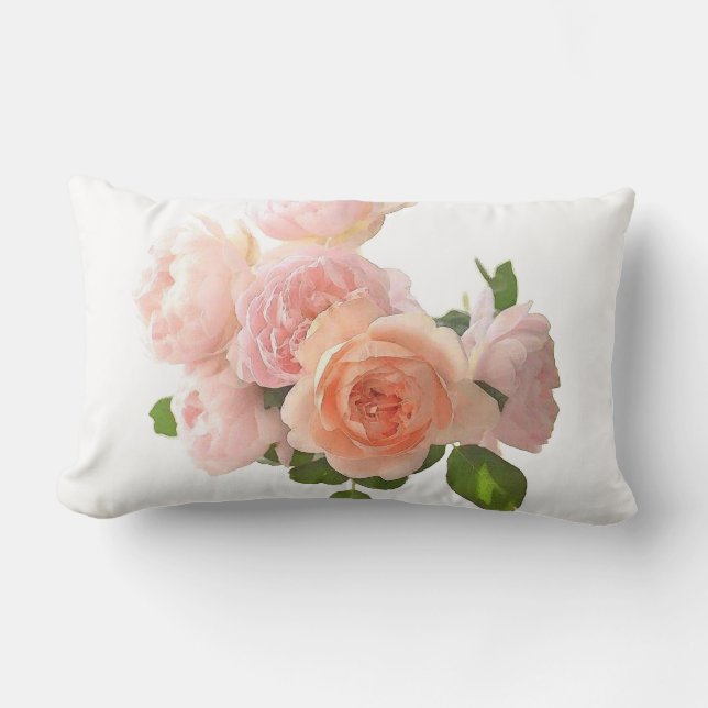 Custom Trendy Roses Modern Elegant Template Lumbar Pillow (Front)