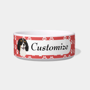 Custom Tri Colour Cavalier King Charles Spaniel Bowl