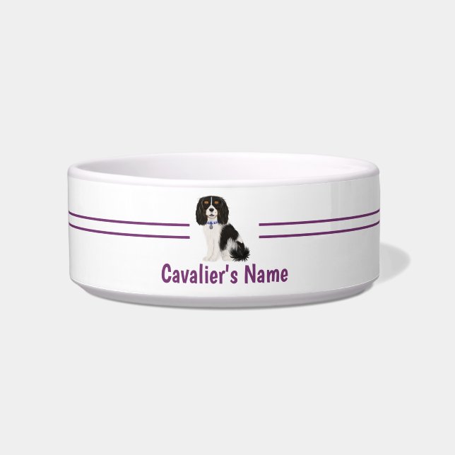 Custom Tri Colour Cavalier King Charles Spaniel  Bowl (Front)