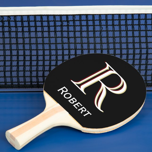 Custom Tri-Colour Monogram Name Ping Pong Paddle (Insitu)