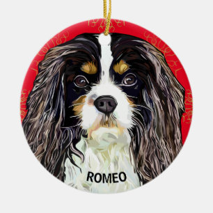 Custom Tri-Coloured Cavalier King Spaniel  Ceramic Ornament