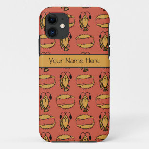 Custom Tribal Egyptian Fish Crocodile Red Yellow iPhone 11 Case