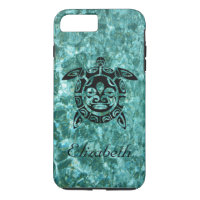 Custom Tribal Mask Sea Turtle Aqua Blue