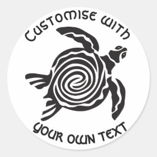 Custom Tribal Turtle Design Classic Round Sticker