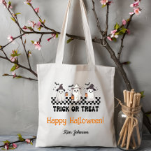 Custom Trick or Treat Halloween Candy Tote Bag