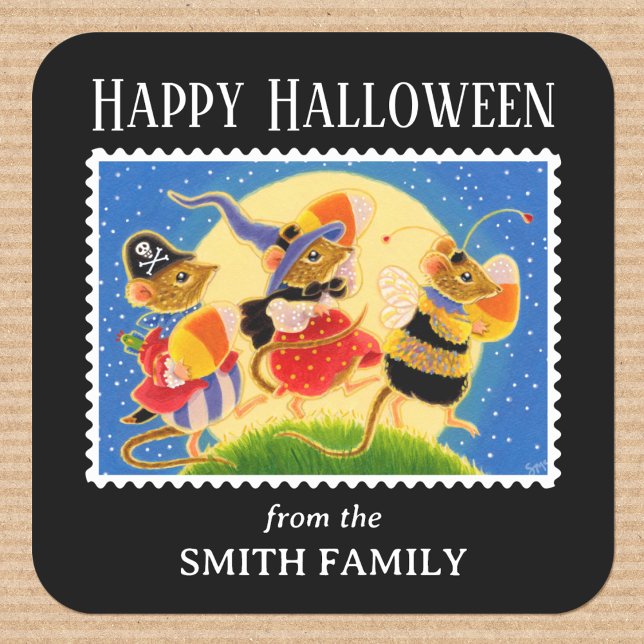 Custom Trick or Treat Halloween Mice Square Sticker (Creator Uploaded)