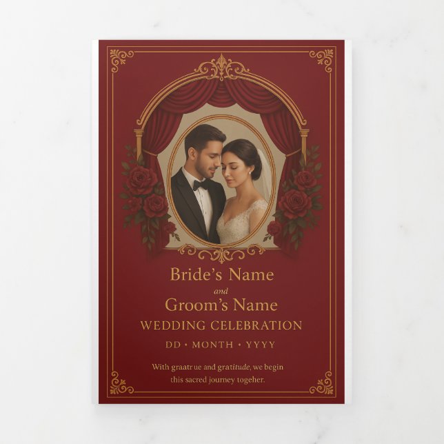 Custom Trifold Letter Fold Invitation, Size: 5" x  (Cover)