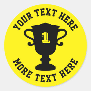 Custom trophy cup 1st place prize award classic round sticker