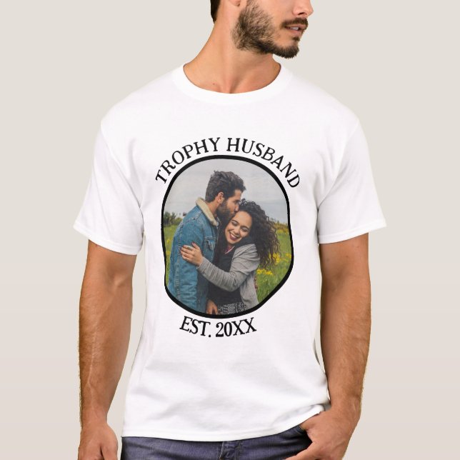 Custom Trophy Husband Valentines Day Photo T-Shirt (Front)