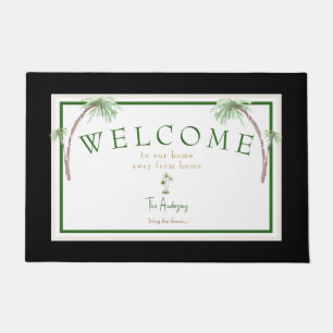 Custom Tropical Beach House Palm Tree Door Mat
