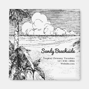 Custom Tropical Beach Small Business Magnet