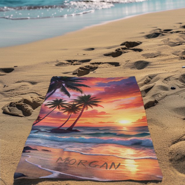 Custom Tropical Beach Sunset | Coastal Art Towel (Creator Uploaded)