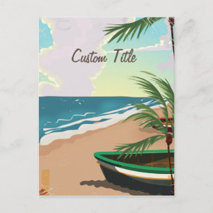 Custom Tropical Beach vintage poster Postcard