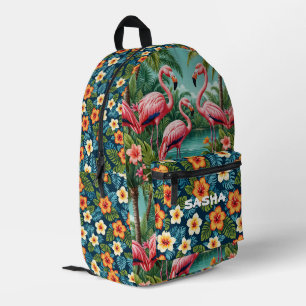 Custom Tropical Flamingo Hawaiian Backpack bag