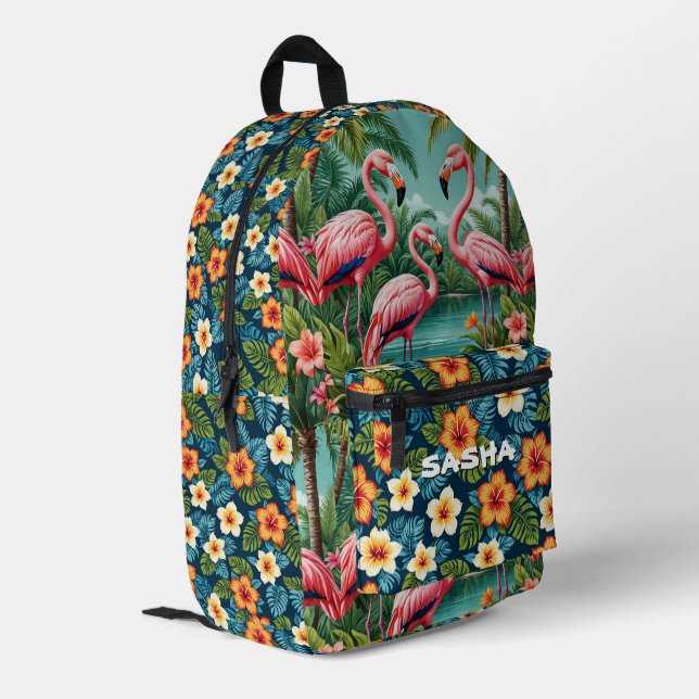 Custom Tropical Flamingo Hawaiian Backpack bag (Back Corner Left)