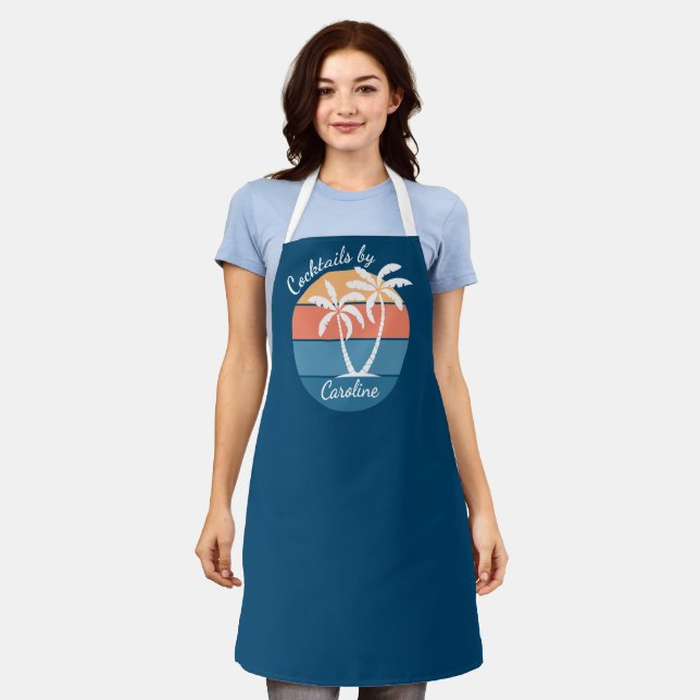 Custom Tropical Island Beach Ocean Sunset Apron (Worn)