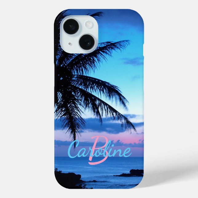 Custom Tropical Island Beach Ocean Sunset Photo Case-Mate iPhone Case (Back)