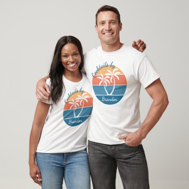 Custom Tropical Island Beach Ocean Sunset T-Shirt (Unisex)