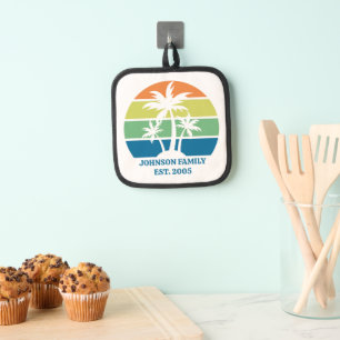 Custom Tropical Island House Palm Trees Pot Holder