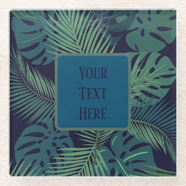 Custom Tropical Leaf Glass Coaster – Stylish Gift (Front)
