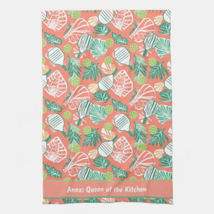 Custom Tropical Pickleball Paradise Kitchen Towel